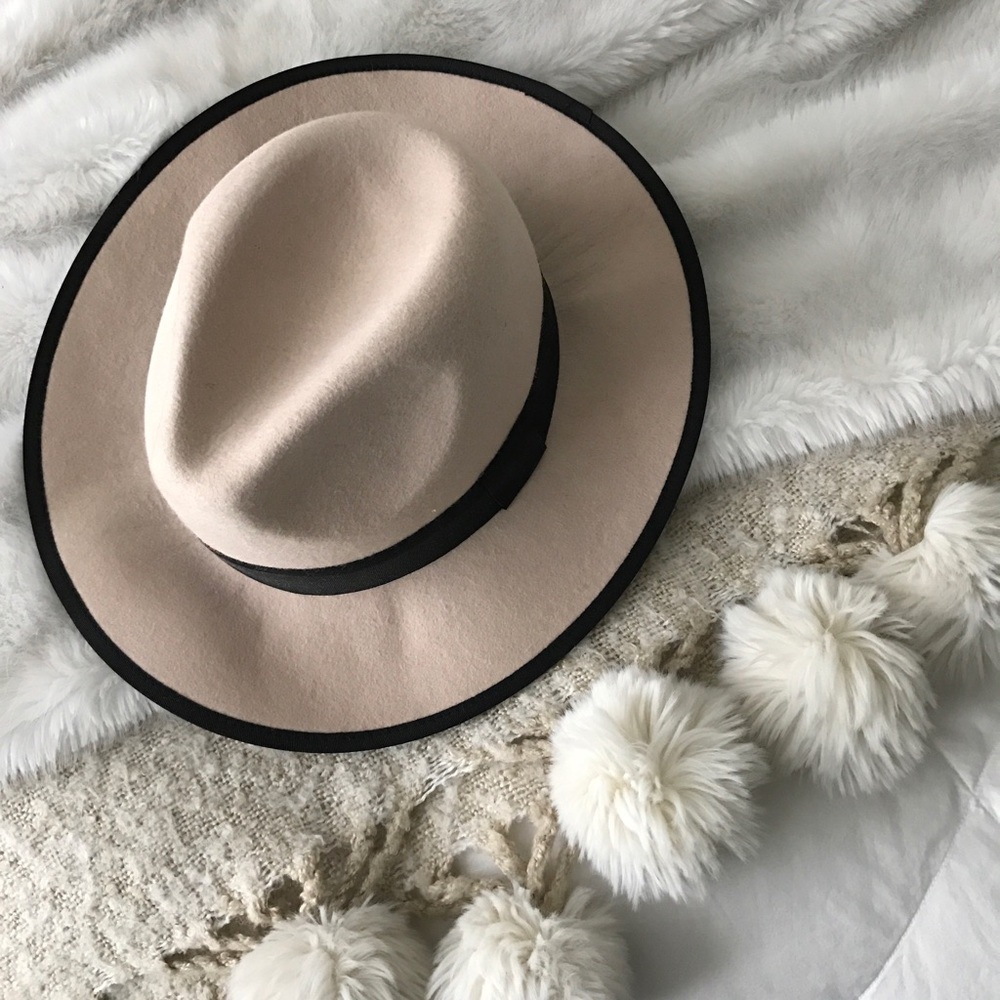 ASOS Beige Wide Brim Fedora with Black Trim